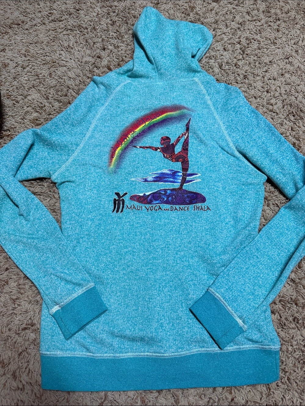 Maui Yoga & Dance Shala Teal Hooded Pullover